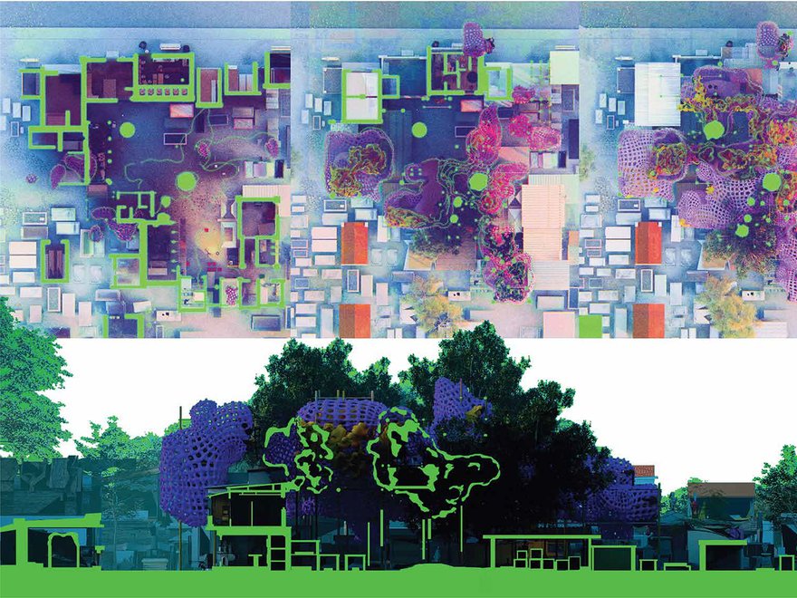 an architectural or urban planning concept, showcasing how Artificial Intelligence (AI) can be utilised in design processes.