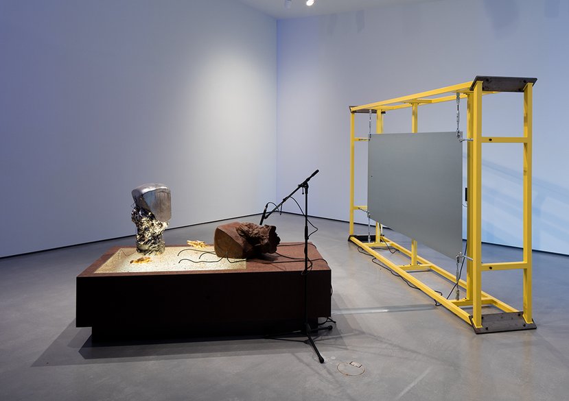 Installation view of Re De Extinction Table Transmission Assembly.  The Hepworth Prize for Sculpture. 2016.