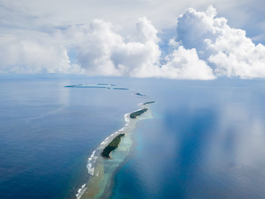 Ariel view of a chain of small islands