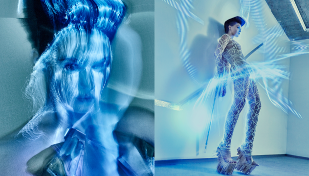 A newly-created neurofeedback interface allowed bionic pop-artist Viktoria Modesta to train to control a multimedia lightshow environment during her performance at MTF Labs Berlin in 2016. ©Nu Xuan Hua/MTF