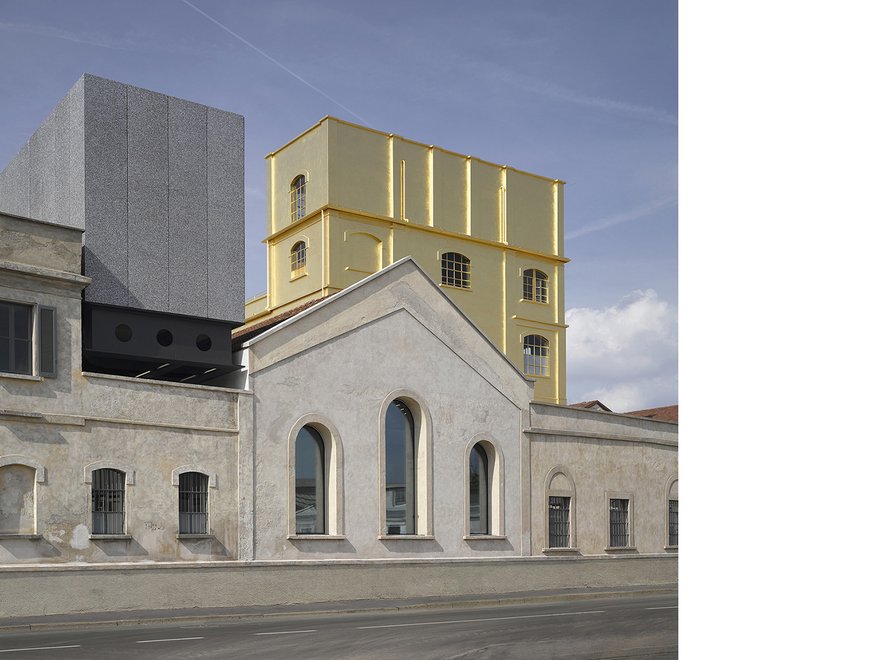 A century-old distillery in Milan into a new arts centre for Fondazione Prada, including a gold leaf building
