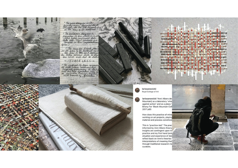 Selected projects documenting close reading, material experimentation, and reflection as part of four phases of critical making in Re-Reading Anni Albers through Practice-led Research. Project Title: Re-Reading Anni Albers through Practice-led Research: m