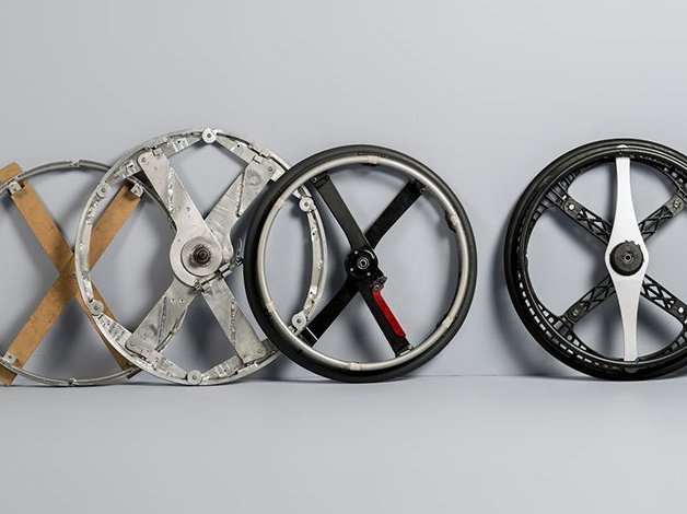 Prototypes for Morph, foldable wheels for wheelchairs