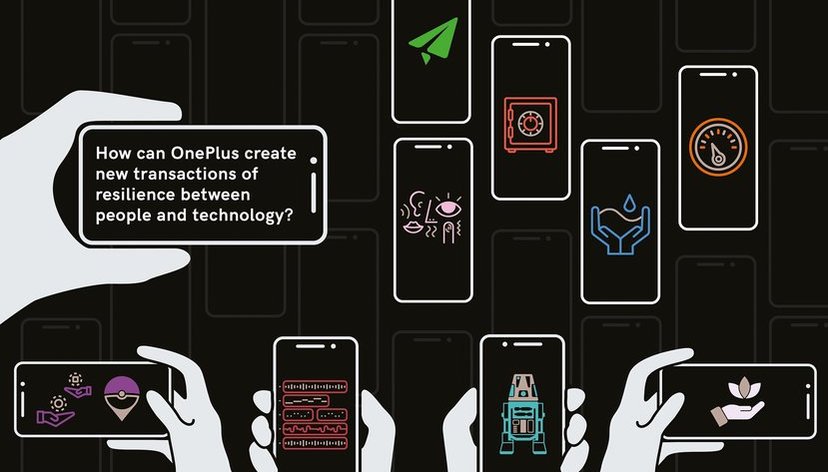 Design sprint with The Helen Hamlyn Centre for Design for the smart phone company, OnePlus, researching how they can create new transactions of resilience between people and technology_