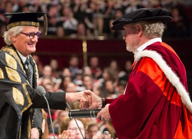 Sir Ridley Scott Receives his Honorary Doctorate from Provost Sir James Dyson at Convocation, 2015