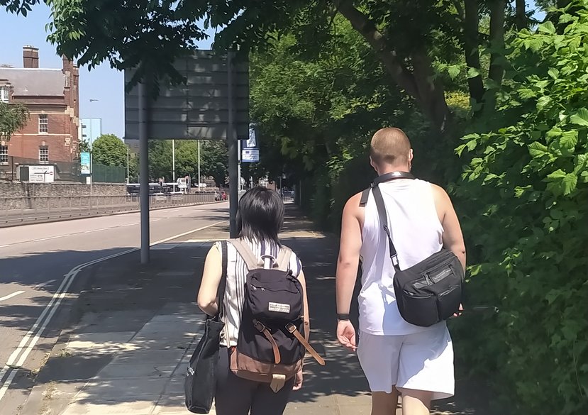 A researcher and a participant taking part in a 'Walk and Talk'