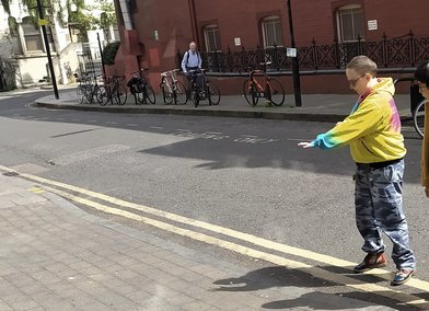 A researcher and participant taking part in one of the 'Walk and Talks'