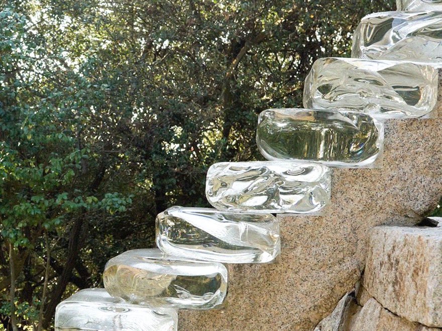 Rough-hewn optical-glass steps of Go’o Shrine