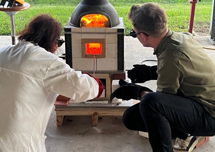 The First Texas Furnace in use, Fire Arts Workshop, Texas A&M University, Nov 2023
