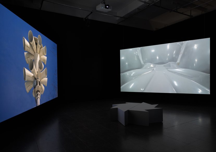 ‘Warnings in Waiting,’ 2023, 3 screen film and sound installation at Kunstnernes Hus, Oslo.