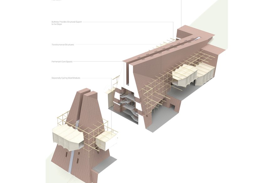 Seasonally Cycling Wool Modules render for collaboration with George Thornton