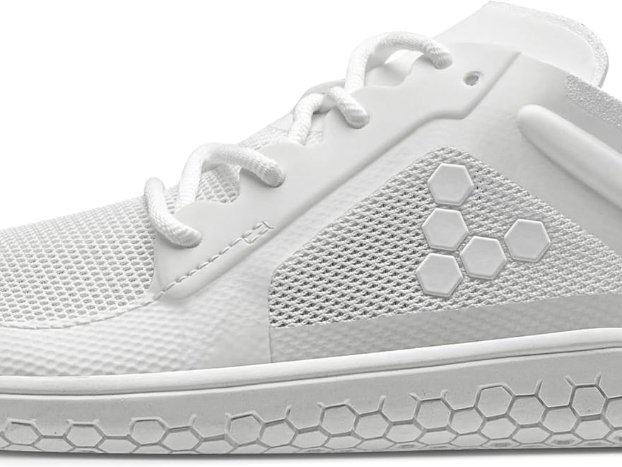 Vivobarefoot Primus Lite III men's low-top barefoot training shoe in bright white.