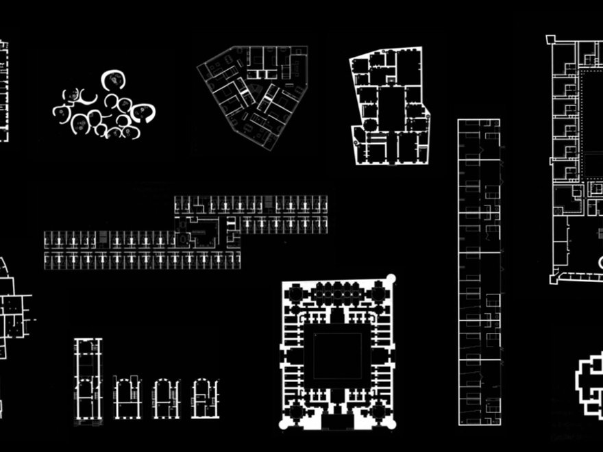 Montage of floor and elevation plans