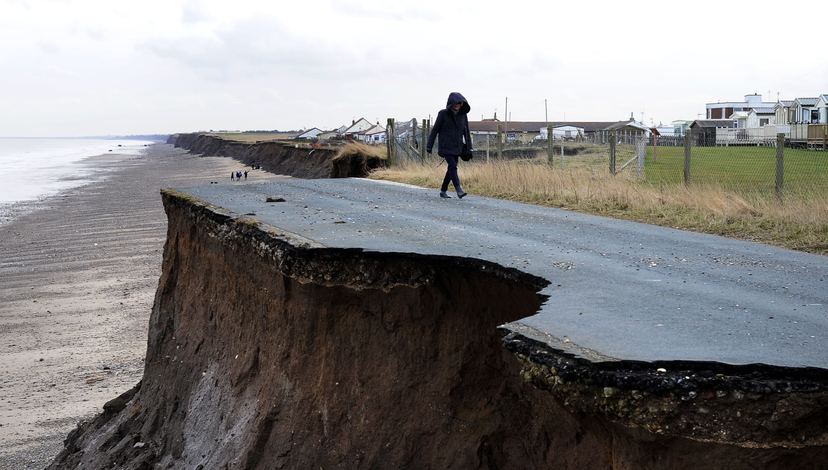 An eroded coastal road