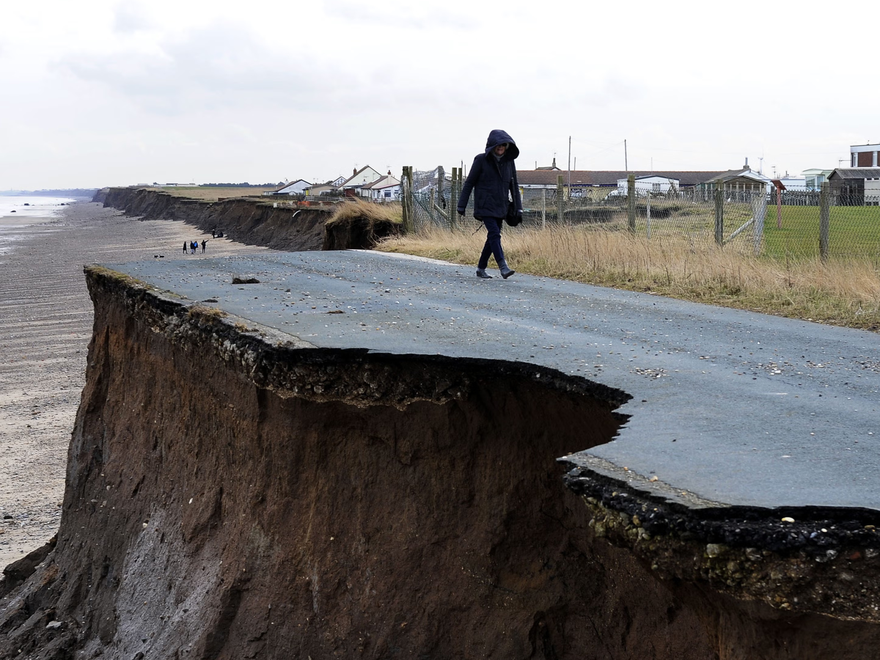 An eroded coastal road