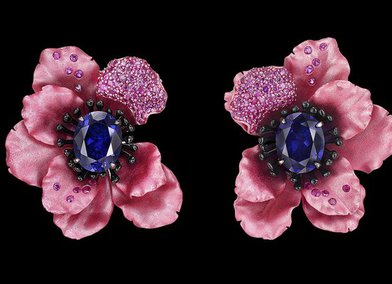 Rose Sapphire Poppy Earrings