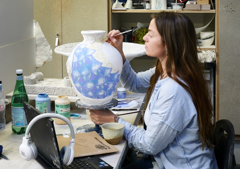 Anne Lykke in the Ceramics & Glass studio