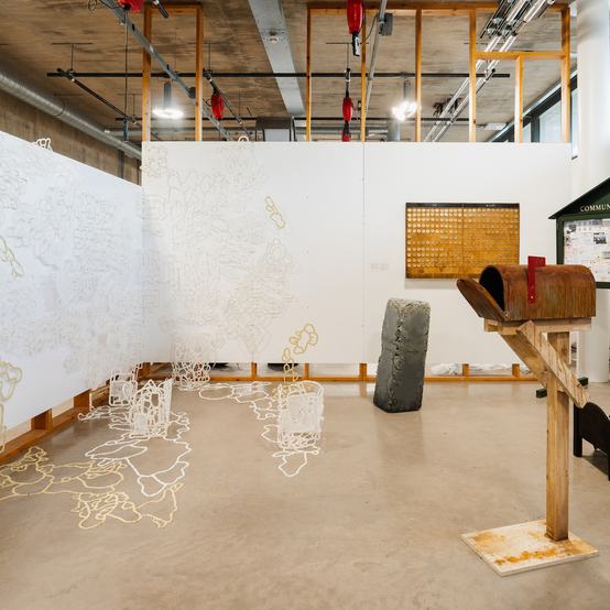 Artworks by MA Sculpture students (left to right, Yaqi Wen & Alexandra Yasmin Jones) at RCA2026