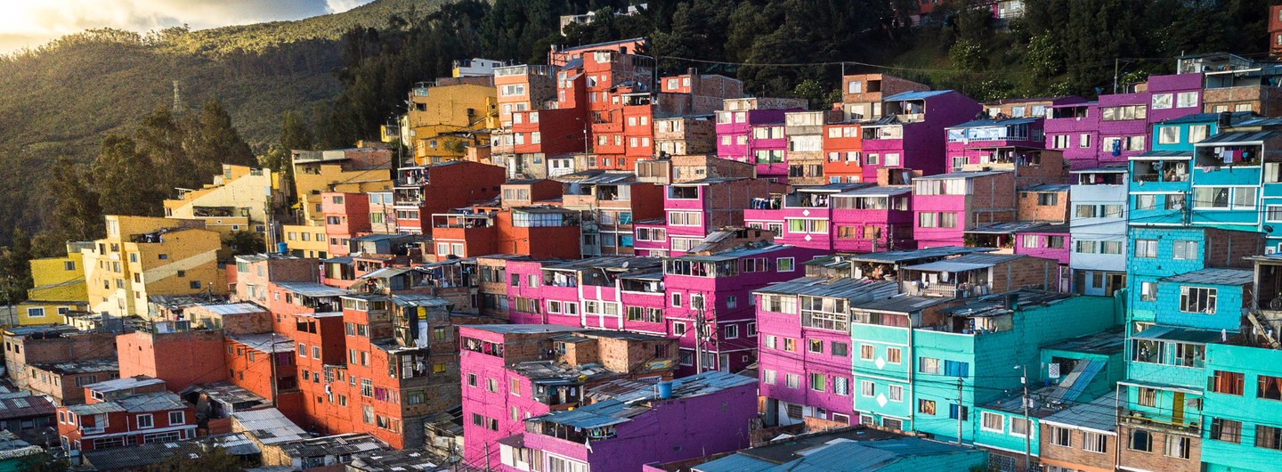 Bogota, colourful houses  from above.