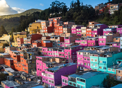 Bogota, colourful houses  from above.