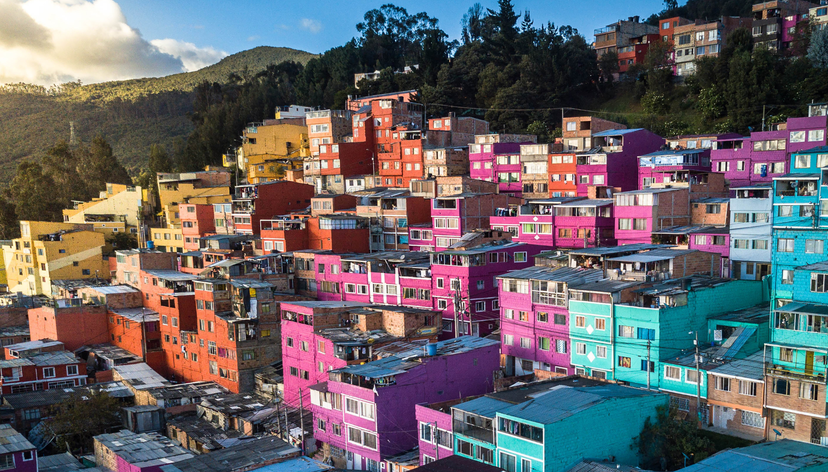 Bogota, colourful houses  from above.