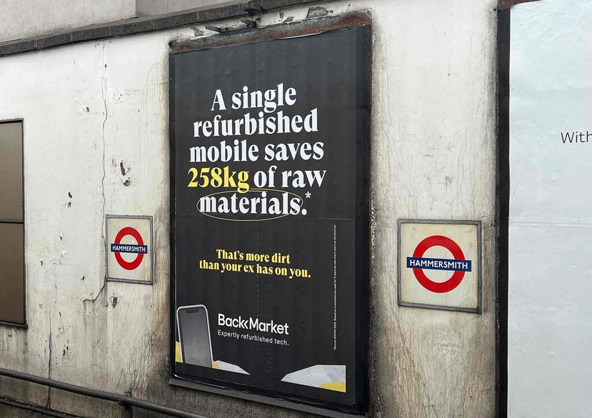 BackMarket Billboard, South Kensington Underground Station, London