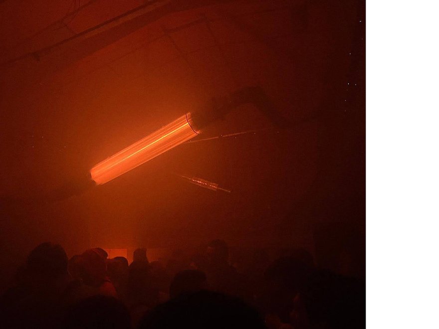 PIPELINE by Badweather (2019-ongoing) – a floating communal hearth made from reused polycarbonate corrugated roofing. Part of a series of experimental objects designed for the nightclub ‘Goodness’