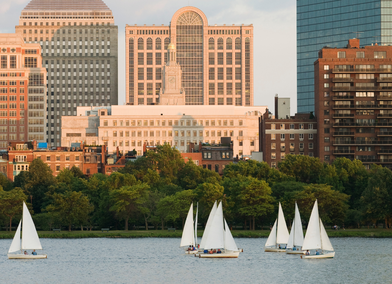Boston city with boats