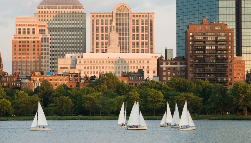Boston city with boats