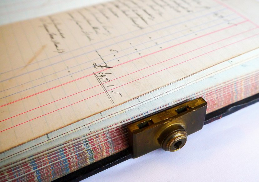 C. Early 20th century ledger with patented Bramah lock