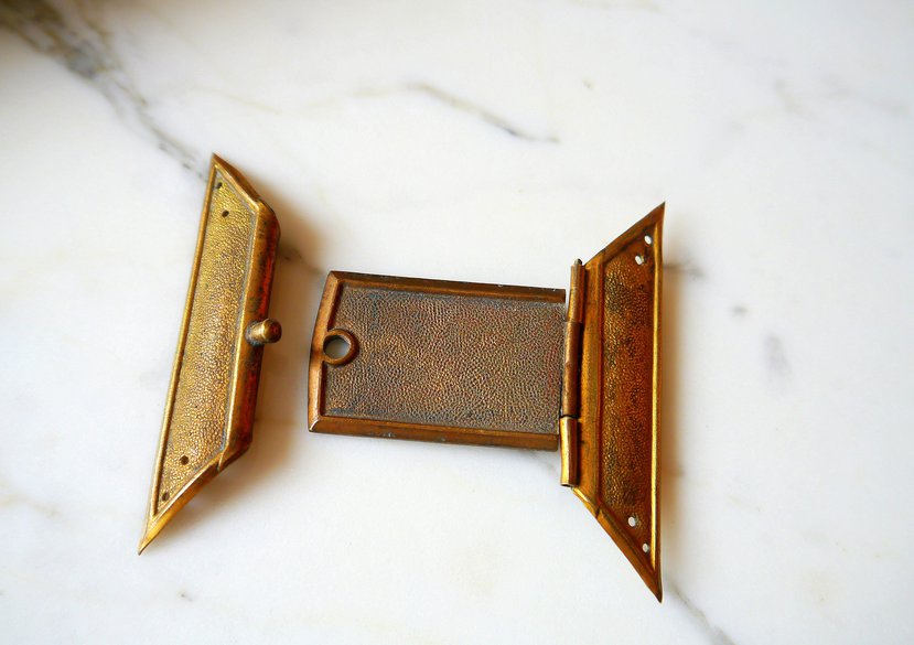 C. Late 19th century deconstructed book clasp, exemplifying the format of locks found on Victorian builders' prime cost books