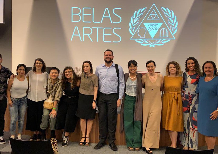 UK-BR Network for Natural Polymers Symposia at Centro Universitário Belas Artes de São Paulo - researchers presented from left to right: Arthur Bandeira, Annie Alexandra Cerón Sánchez, Rayana Santiago de Queiroz, Vitor Kenzo Shivata, Marília Martins Rodri