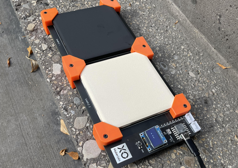 Custom testing equipment for determining the cooling power of various coating formulations