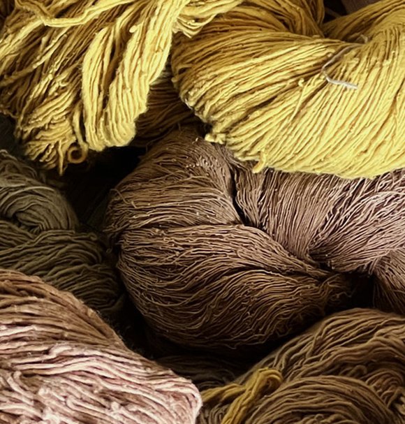 Cotton dyed at the Ban Kor Workshop, April 2024