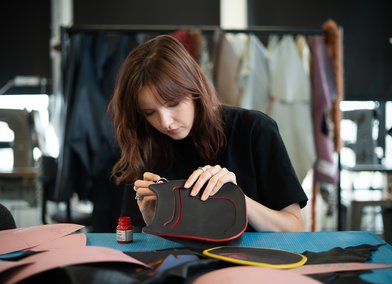 Morag Seation in the Fashion studio at the RCA