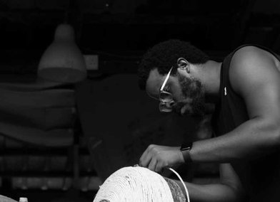 Myles Igwebuike (MA Design Products) in the studio