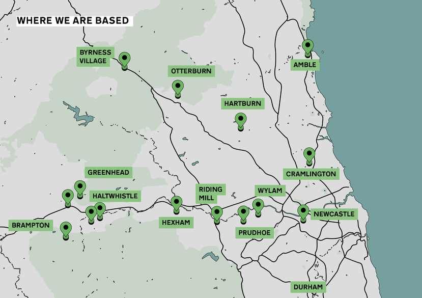 Rural entrepreneur locations in and around the Tyne Valley, Northumberland