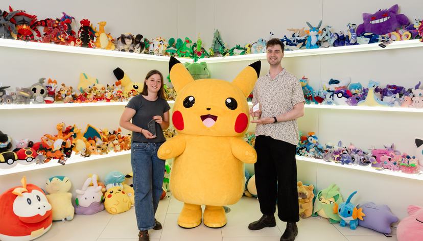 Emily Millward and Joey More at The Pokémon Company International offices, London, photo by David Christopher Photography