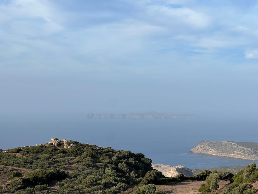 Endangered bird habitat on Gianisada Island off the north coast of eastern Kriti, Greece, November 2023. Photograph: Christina Leigh Geros