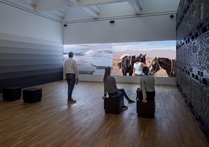 “From Mars to Venus: Activism of the Future”. In: Into the Deep: Mines of the Future, Zeppelin Museum Friedrichshafen, Germany. Installation view by Markus Trette