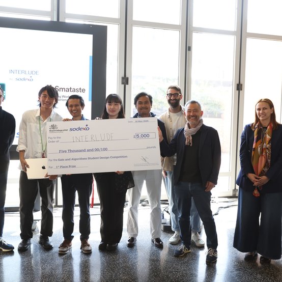 1st Prize winning team, Interlude, with colleagues from Sodexo and the RCA, credit Xize Xu / Royal College of Art