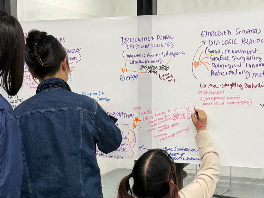 people make notes on a white board