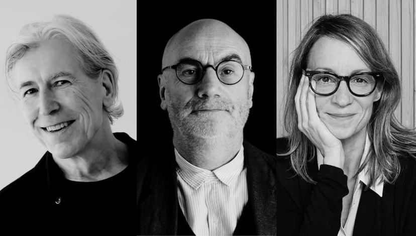 Black and white collage for upcoming IN SESSION talk including headshots of guest speakers