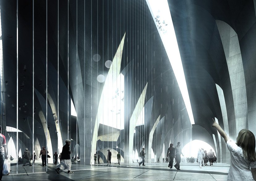 Cultural Centre Istanbul. View along interior colonnade. 2011