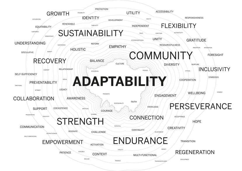 Word cloud generated from the work of 580 students participating in the Grand Challenge on ‘Design Resilience’