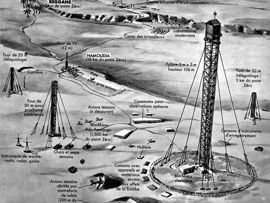 Overview of the infrastructure and spatial organisation of the Saharan Center for Military Experiments, Reggane, Algerian Sahara