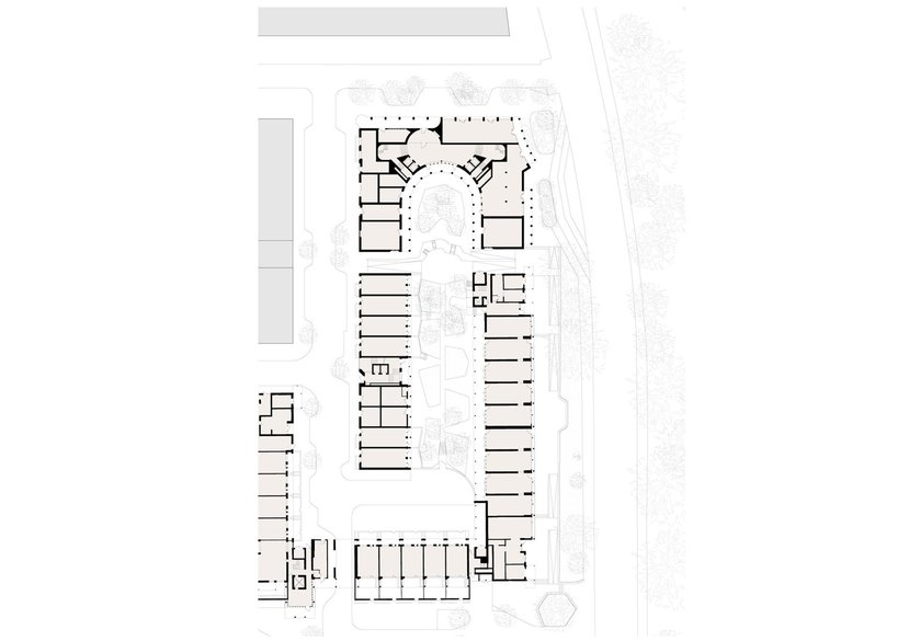 Hybrid plan of new and existing buildings on Kings Crescent Estate, Hackney.