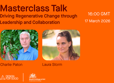 Headshot of Charlie Paton and Laura Storm against an orange background