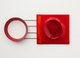 Modern sculptural work with layers of red luminous automotive paint on salvaged steel and aluminium