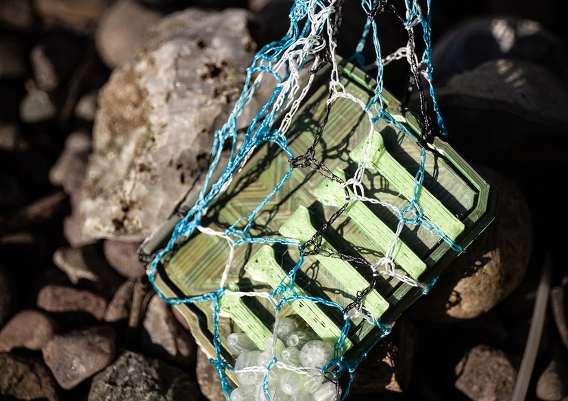 ‘Catch of the Day’ Necklace, 2023. Materials: Ocean Plastic PLA, PLA, Nylon, Silicone